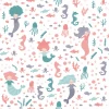 Wallpaper for children\'s room Mermaids, seahorses 0506