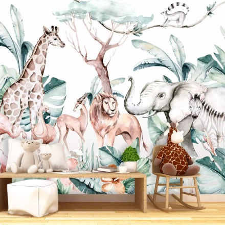 Wallpaper for Kids' Room Savanna Animals 0524 DW