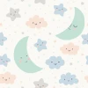 Wallpaper For A Child\'S Room Moon, Stars, Clouds 0444