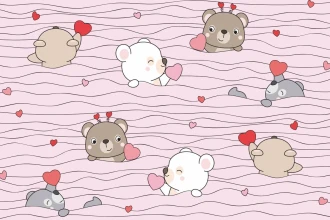 Teddy Bears, Hearts Wallpaper 0290
