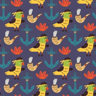 Wallpaper For A Child\'S Room Parrots, Anchors 0272