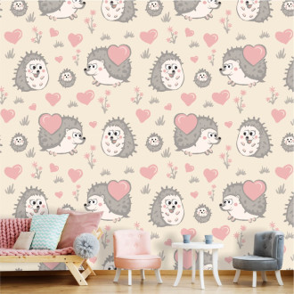 Baby room wallpaper Family of hedgehogs 0257