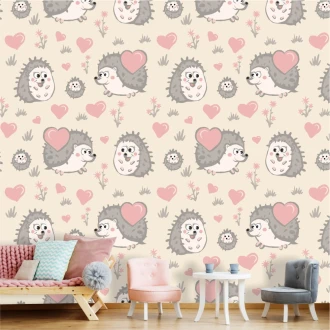 Baby Room Wallpaper Family Of Hedgehogs 0257