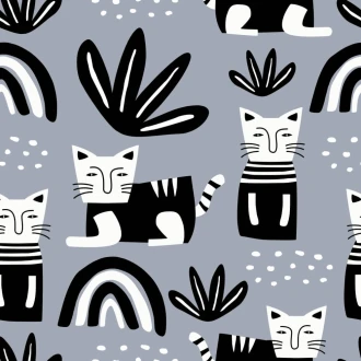 Baby Room Wallpaper Family Of Cats 0359