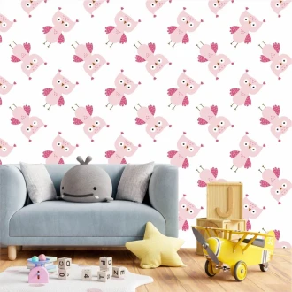 A Wallpaper For A Girl\'S Room Pink Owls 0232