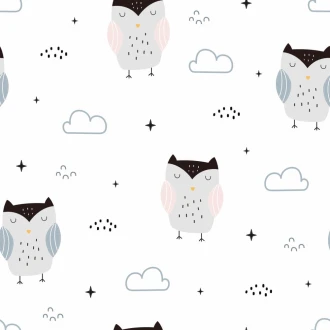 A Wallpaper For A Girl\'S Room Owls, Clouds 0160