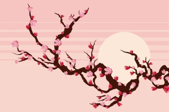 A Branch With Peach Blossoms With The Sun Background 0373 Wallpaper