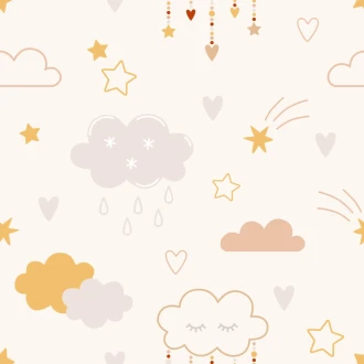 Stars, Clouds, Hearts Wallpaper 0445