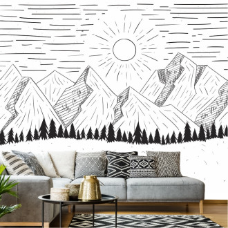 Hand drawn mountain landscape Wallpaper 0388