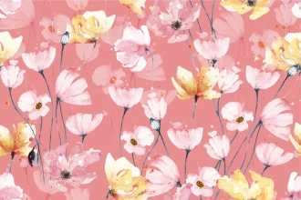 Wallpaper Poppies On Pink Background 0110