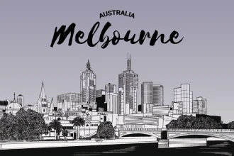 Melbourne, Australia Wallpaper, City Panorama, 0400 Illustration