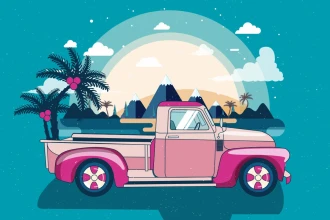 Teenage Wallpaper Retro Car On A Background Of Mountains And Palm Trees 0448
