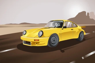 Yellow Classic Sports Car Wallpaper 0354