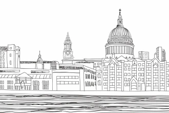 Wallpaper Drawing Of The Cathedral Of St. Paul In London 0402