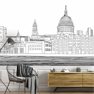 Wallpaper Drawing Of The Cathedral Of St. Paul In London 0402