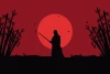 Samurai Warrior With Sword Against The Rising Sun, Bamboos Wallpaper 0428