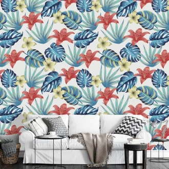 Tropical Flowers, Colorful Leaves Wallpaper 0240