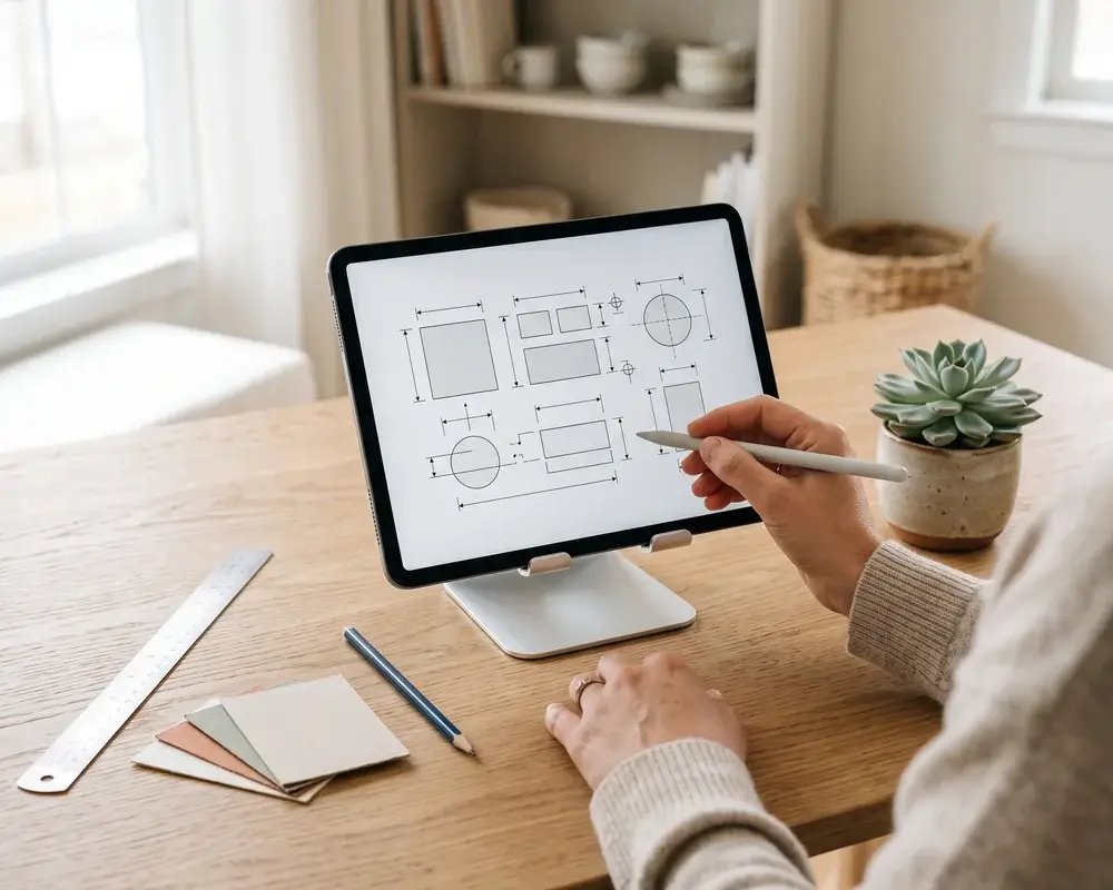 Preparing made-to-measure artwork, a tablet and the guidelines