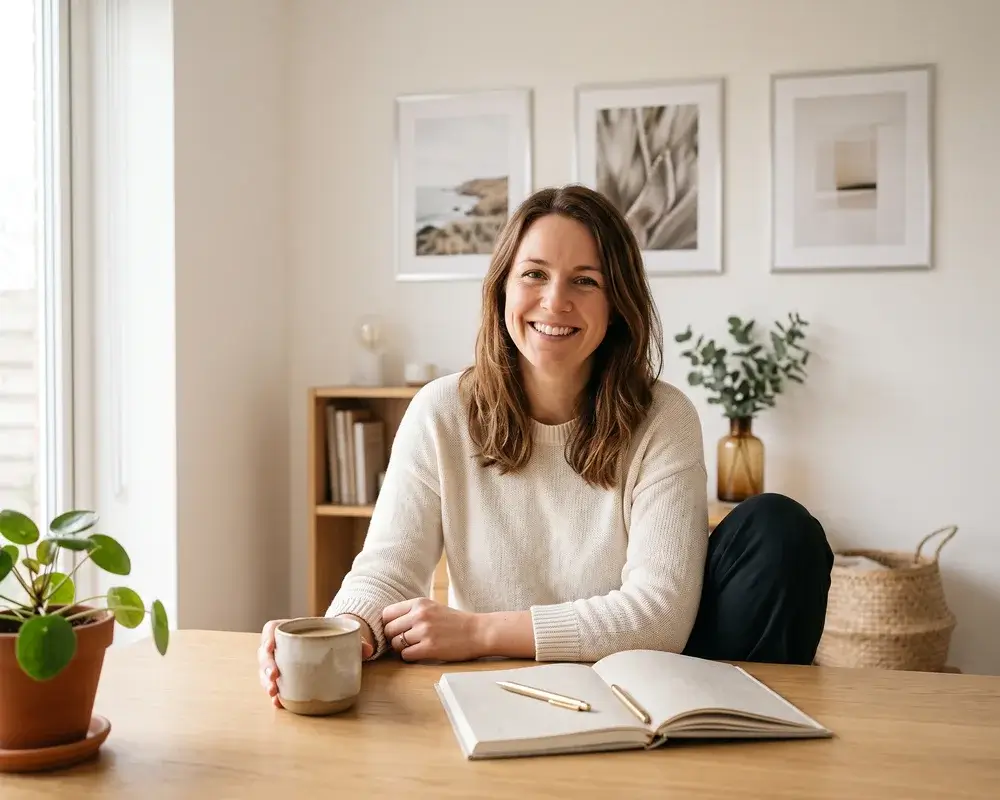 A happy Wally customer in a home office