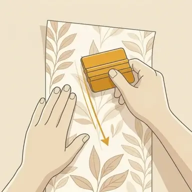 Fitting a sticker with a squeegee